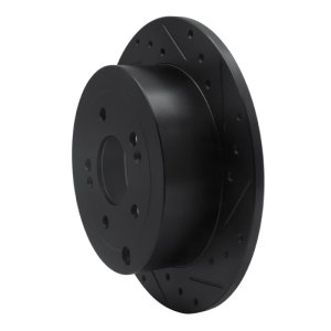 Hyundai Santa Fe Brake Rotor (1) - Rear Right - R1 Concepts - Drilled & Slotted - Black - `07-`09